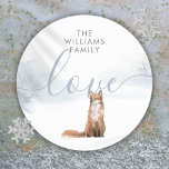 Personalized Christmas Winter Woodland Fox Classic Round Sticker<br><div class="desc">Personalize your name on this chic holiday sticker featuring a fox on a winter scene woodland background.</div>
