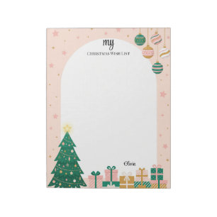 Personalized Christmas Wish List Tree & Ornaments Notepad