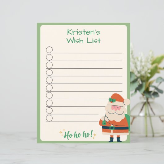 Personalized Christmas Wish List with Checkmarks (Standing Front)
