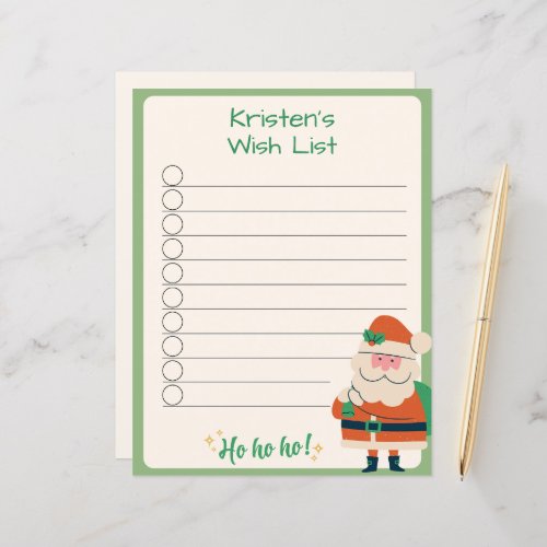 Personalized Christmas Wish List with Checkmarks