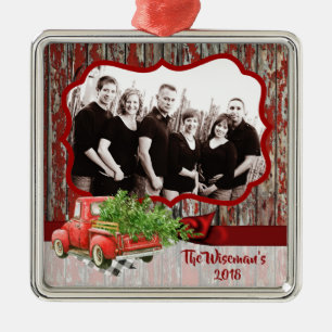 Personalized Christmas Wood Truck PHOTO Ornament