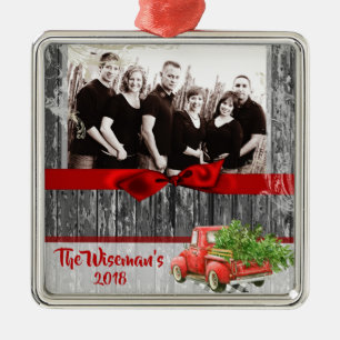 Personalized Christmas Wood Truck PHOTO Ornament
