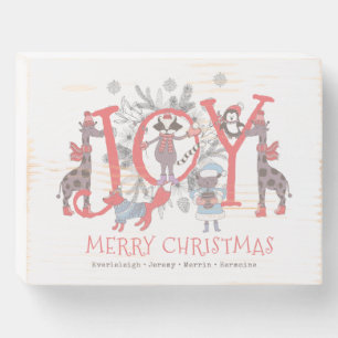 Personalized Christmas Woodland Animals Holiday Wooden Box Sign