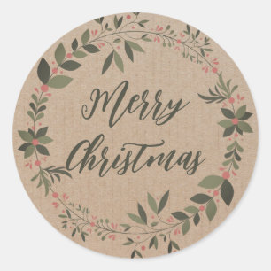 Personalized Christmas wreath  Classic Round Stick Sticker