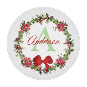 Personalized Christmas wreath  Cutting Board