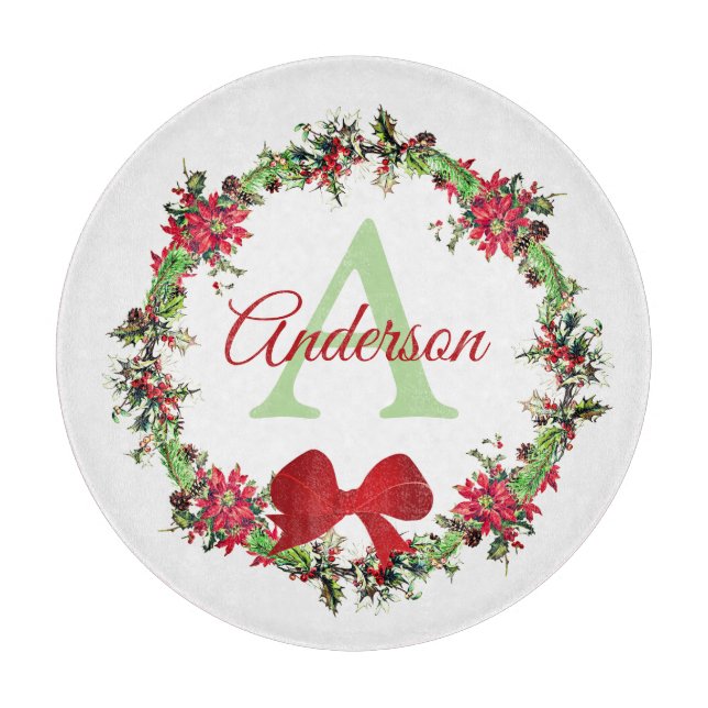 Personalized Christmas wreath  Cutting Board (Front)