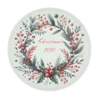 Personalized Christmas Wreath Cutting Board