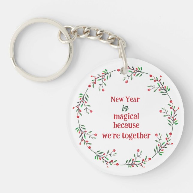 Personalized Christmas Wreath Keychain (Front)