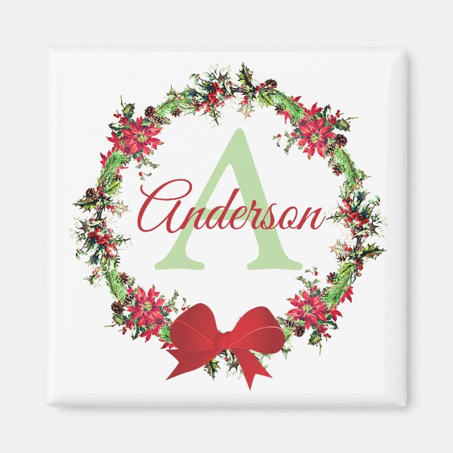 Personalized Christmas wreath  Magnet (Front)