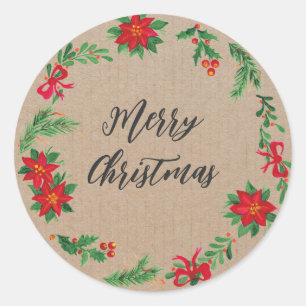 Personalized Christmas Wreath Merry Christmas Clas Classic Round Sticker