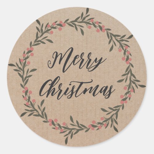 Personalized Christmas Wreath Merry Christmas Clas Classic Round Sticker