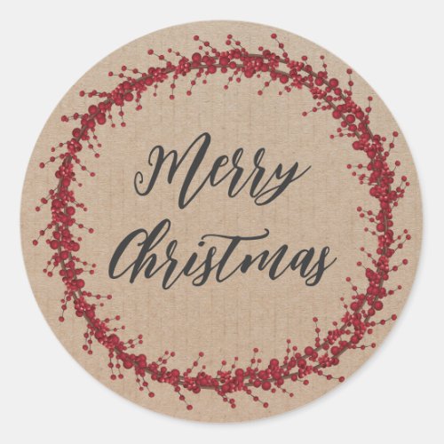 Personalized Christmas Wreath Merry Christmas Clas Classic Round Sticker