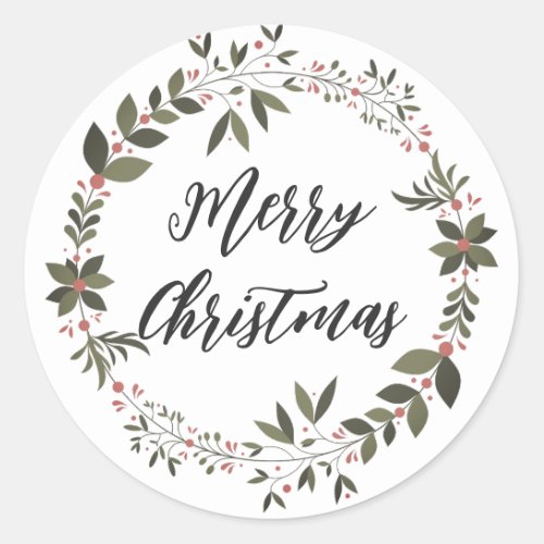 Personalized Christmas Wreath Merry Christmas Clas Classic Round Sticker