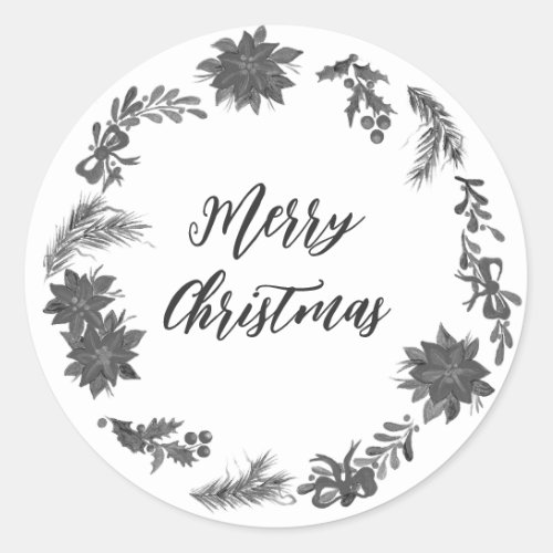 Personalized Christmas Wreath Merry Christmas Clas Classic Round Sticker