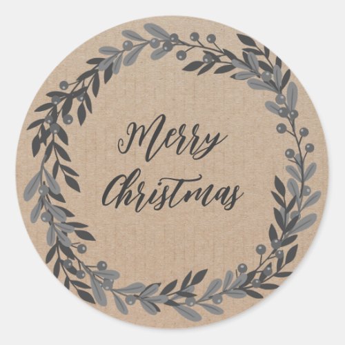 Personalized Christmas Wreath Merry Christmas Clas Classic Round Sticker