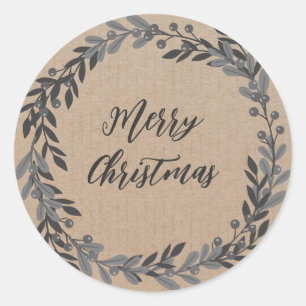 Personalized Christmas Wreath Merry Christmas Clas Classic Round Sticker