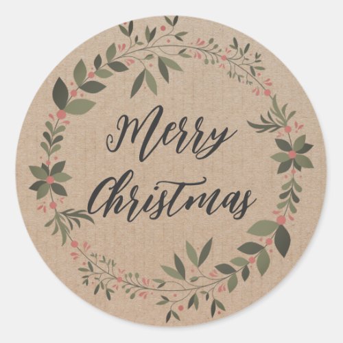 Personalized Christmas Wreath Merry Christmas Classic Round Sticker