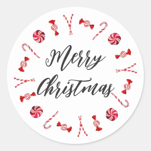 Personalized Christmas Wreath Merry Christmas Classic Round Sticker