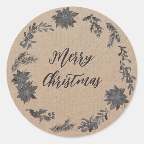 Personalized Christmas Wreath Merry Christmas Classic Round Sticker