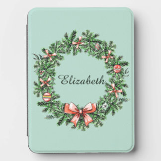 Personalized Christmas Wreath Monogram Name Kindle Cover