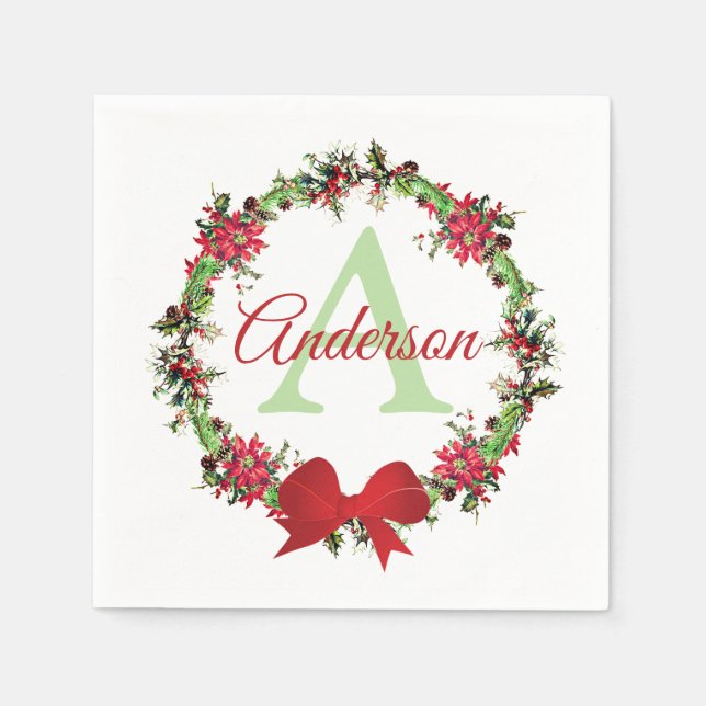 Personalized Christmas wreath  Napkins (Front)