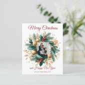 Personalized Christmas Wreath Photo Card (Standing Front)