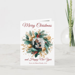 Personalized Christmas Wreath Photo Card