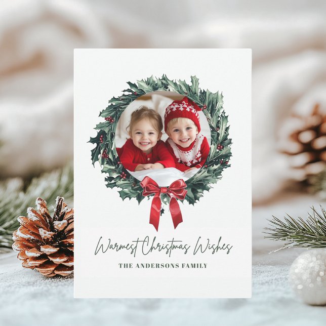 Personalized Christmas Wreath Photo & Name Holiday Invitation (Creator Uploaded)