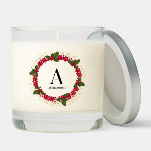 Personalized Christmas Wreath Scented Candle