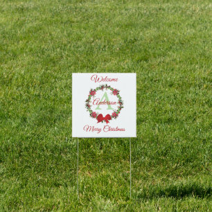 Personalized Christmas wreath Sign