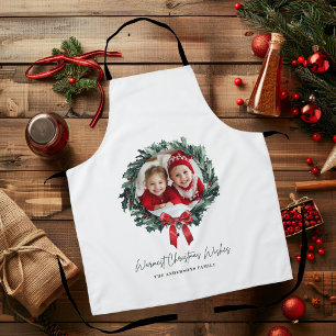 Personalized Christmas Wreath with Photo & Name Apron