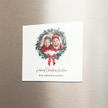 Personalized Christmas Wreath with Photo & Name Magnet<br><div class="desc">Add a personal touch to your holiday season with this Personalized Christmas Wreath Magnet, featuring your photo and name. Perfect for decorating your fridge, giving as a unique gift, or adding to holiday cards, this customizable magnet is a festive way to celebrate the season. The cheerful wreath design, combined with...</div>