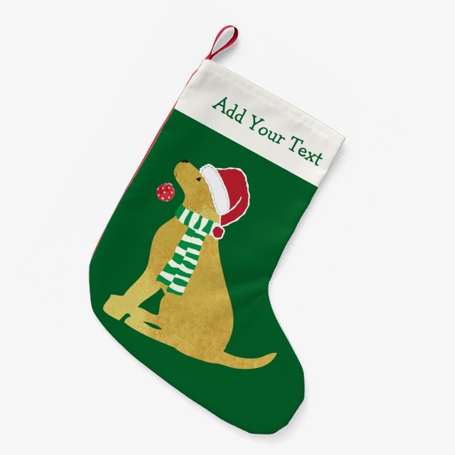 Personalized Christmas Yellow Lab Holiday Dog Small Christmas Stocking (Front (Hanging))