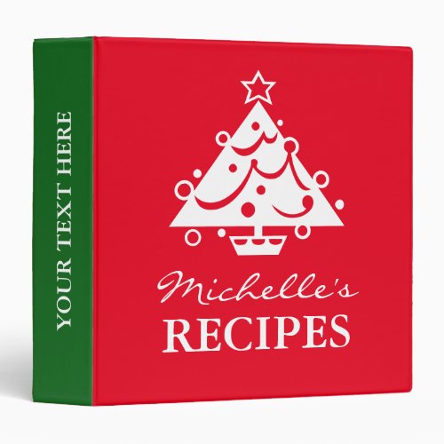 Personalized Christomas tree holiday recipe binder