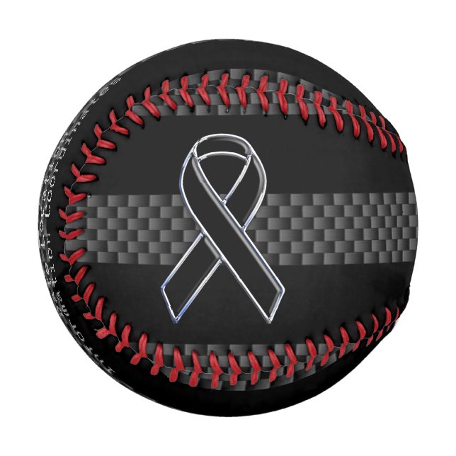 Personalized Chrome Like Black Ribbon Memorial Baseball (Back Right)