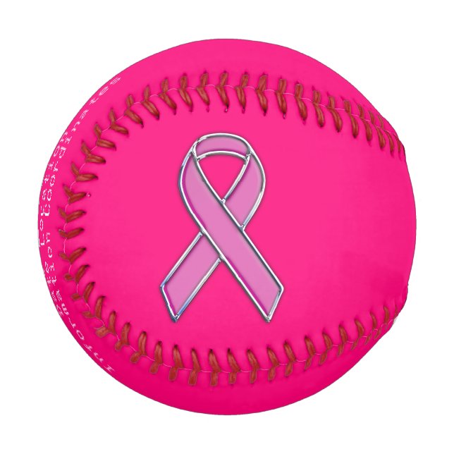 Personalized Chrome Like Pink Ribbon Awareness Baseball (Back Right)