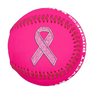 Personalized Chrome Like Pink Ribbon Awareness Baseball