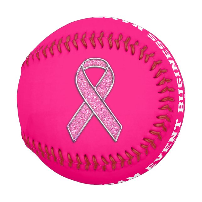 Personalized Chrome Like Pink Ribbon Awareness Baseball (Back Left)