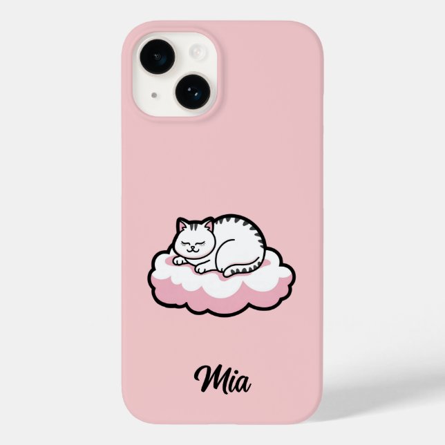 Personalized Chubby Cat Curling Up – Cute Case-Mate iPhone Case (Back)