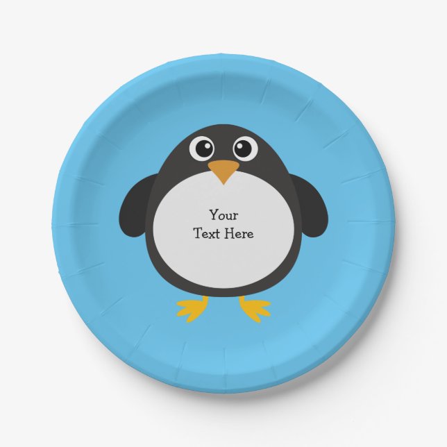 Personalized Chubby Penguin Paper Plates (Front)