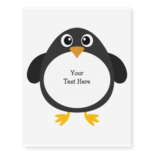 Personalized Chubby Penguin Temporary Tattoos (Front)