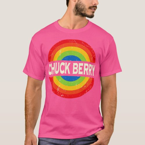 Personalized Chuck Name Retro Rainbow Circle Distr T_Shirt