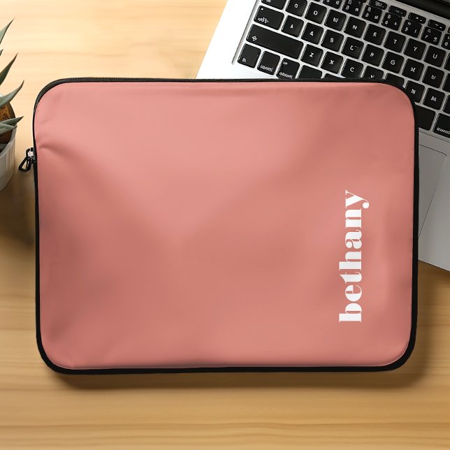 Personalized Chunky Typography Terracotta Laptop Sleeve (Creator Uploaded)