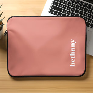 Personalized Chunky Typography Terracotta Laptop Sleeve