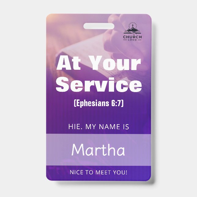 Personalized Church Guest Services Volunteer Badge (Front)