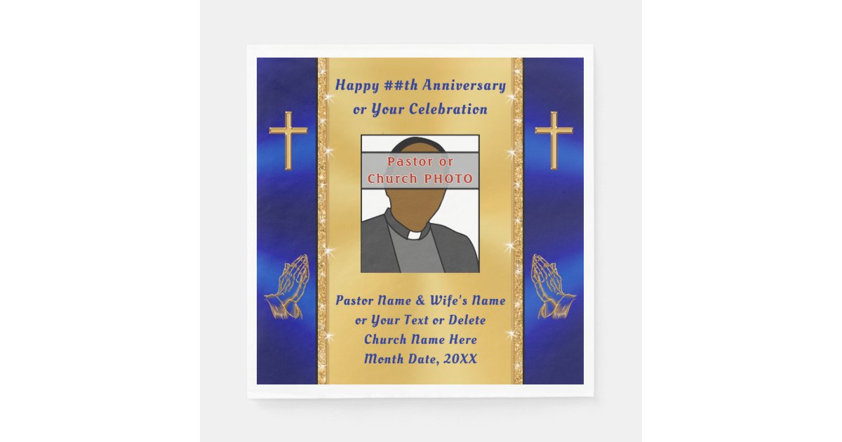 Personalized Church Or Pastor Anniversary Supplies Napkins Zazzle Com