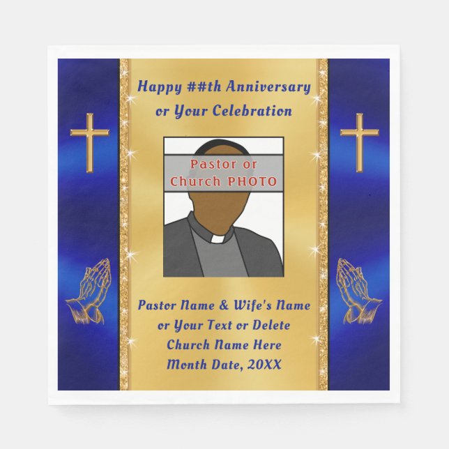 Personalized Church or Pastor Anniversary Supplies Napkins (Front)