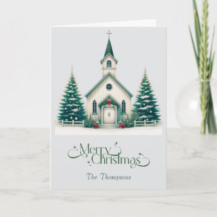 Personalized Church Scene Christmas Card