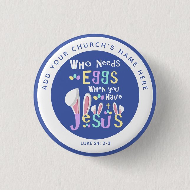 Personalized Church Service Easter Morning Button (Front)