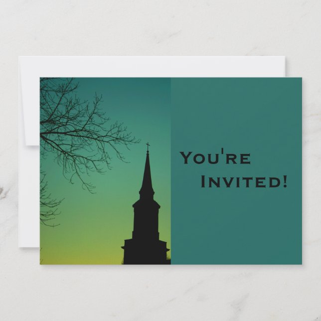 Personalized Church Steeple Baptism Invitation (Front)